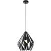 Eglo Lampada a sospensione Carlton 1, lampada vintage a 1 luce, lampada a sospensione retrò in acciaio, colore: nero, argento, portalampada: E27, Ø 31 cm