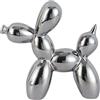 YOYUMI Ornamento Scultura Cane Palloncino elettroplaccato, statua in ceramica lucida speculare per soggiorno, camera da letto e ufficio, argentato, 10,5 * 10,5 * 4 cm