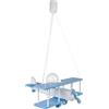 HELLUX Lampada da Soffitto Cameretta in Legno | Plafoniera per Bambini | Lampada a Soffitto 75x42x45cm per Cameretta Neonato | Lampada Aereo E27 Senza Lampadina (Blu/Bianco)