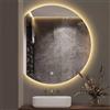 QATGQBCF Specchio da Bagno LED Semicircolare, Taglio Sinistro, Taglio Destro, Moderno Specchio da Parete Senza Cornice, Specchio Illuminato con Regolazione 3000K/4000K/6000K(Left Cut,54x60CM)