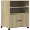 vidaXL Supporto per Stampante con Ruote Rovere Sonoma 60x48x74 cm, Supporto per Computer, Organizer per Stampante, Tavolo da Stampante portaoggetti