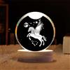 Generic Luce notturna con sfera di cristallo 3D, base in legno, sfera di vetro, luce notturna, display LED novità spazio, decorazione per camera da letto e scrivania. (Il Cavallo)
