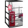 COM-FORT HOUSE | Cassettiera impilabile in plastica effetto cristallo | modello Londra | colore nero | modello a 4 cassetti | cassetti modulari | (380 x 370 x 626 mm) |