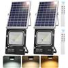 Aigostar - Faro led esterno con pannello solare, 50W, dimmerabile, 2 Pezzi, IP66, Nero, Spotlight, Esterno, Large