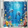 Vgzsyomqib Tenda Doccia Antimuffa Tessuto Impermeabile Delfino Tenda per Doccia Grande con Anelli Lavabile Lavatrice 240x200 Oceano Tende Vasca da Bagno Stoffa in Poliestere, Blu 04