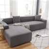 OKJK Copridivano Impermeabile Elasticizzato con Chaise Longue in Pile di Mais Morbido Tessuto Confortevole, Moderno per Copri Divano da Soggiorno Facile da Pulire,Light Grey,4-Seat 230-300cm