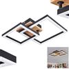 hofstein Lampada da soffitto a LED Bealo, moderna lampada da soffitto in metallo/legno/plastica, colore nero/naturale/bianco, lampada quadrata dal design scandinavo, 1550 lumen, 3000 Kelvin, LED 15 Watt