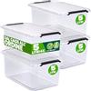 Deuba® 4x Contenitore Trasparente 5L con Coperchio BPA Free Scatole Impilabili Scatola Organizer Cucina Congelatore Contenitori Plastica Box Frigo