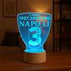 Generico Lampada in Plexiglass con Base Nera Disegno Scudetto del Napoli Calcio data 04 Maggio 2023 e Nome Personalizzato Decor Night Light LED Luce Camera 7 Colori