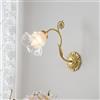 Jadssox moderno applique da parete in ottone apparecchio di illuminazione lampada da parete in vetro paralume a forma di fiore, elegante montaggio a parete leggero applique testiera nordica per soggiorno came