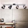Lightbox Faretto da soffitto LED con luce bianca calda - tubo faretto a 4 fiamme con teste orientabili - lampadine incluse e sostituibili - in metallo - in nero opaco