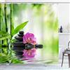 OCEUMACO 3D Zen Bamboo Tenda Doccia Antimuffa Orchidea Bambu Tende Doccia Vasca Bagno Grande Tessuto Poliestere Impermeabile 120 x 200 cm Stoffa Lavabile Lavatrice con Anelli - Verde 2