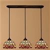 WDBZTJ Lampadari in stile Tiffany, pendente dell'annata lampade a sospensione Lampadario con paralume in vetro colorato da 8 pollici, in pelle plafoniera regolabile per Island Light,E3