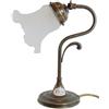fd-bolletta arredamento e illuminazione Lampada ottone brunito stile liberty per tavoli,comodini con vetro satinato bianco lmi5 Misure:H 29cm,profondità 22cm,Ø base 11,5cm.Le misure sono con vetro.Portalampade attacco Edison E14