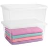 PALUPLUS 2 Contenitori Multiuso Trasparenti, misura 55x39x25 cm e capacità 42 Lt, porta biancheria, coperchio chiusura a scatto, box salvaspazio impilabile armadio, accessori -1319F -3