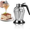 Mumisuto Dispenser Miele 200ml Antigoccia con Supporto, Contenitore in Vetro Trasparente con Maniglia per Conservare Sciroppo d'Acero, Salsa di Soia, Cucina Vino