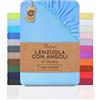 NatureMark Lenzuolo con angoli elasticizzati in jersey, in 100% cotone, in molti colori e misure, conforme all'Oeko-Tex Standard 100, 200 x 220 cm + 40 Steg Azzurro