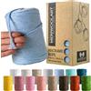 MeriWoolArt Corda Macramè Blu bambino 3mm 200m - Fil di Cotone Colorato - Spago Macrame di Corda Singola - Filato Morbido Macramè Cotone Riciclato Oeko-Tex - Macramè Arredamento per Casa Boho
