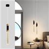 Generic Lampada a Sospensione in Stile Mid-Century Nero e Oro con LED a Bolla, Luce Calda 3000K, Lampada a Sospensione a Tubo Lungo, Stile Fattoria, lampadario Vintage Lungo per Ingresso, Scala, Cam
