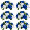 Nuptio Centrotavola con Palline Fiori Artificiali: 6 Pezzi Blu Royal Bianchi Fiori Finti Palline Rose 24cm Diametro per Composizioni Rose Finta Seta per Decorazioni Tavola per Feste Ricevimento Nozze