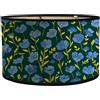 Morbuy Bamboo Lampada With Floral Pattern - Drum Shade Paralume 30cm Diameter for Table and Bedside Lamps (Blue Flowers)
