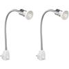 ledscom.de 2 pz. zoccolo LESCH lampada da lettura a collo d'oca, interruttore, cromo incl. lampada riflettore GU10 LED 5,473W 468lm 30° bianco caldo