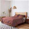 TESSILBOSIO Parure Copripiumino Matrimoniale - Copri Piumino 250x200 + Patella e 2 Federe 50x80 - Copri Piumone Microfibra No Stiro Effetto Stropicciato, Finiture Artigianali- Sacco Riutilizzabile (Rosso Corallo)