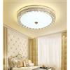 SAIVITT Elegante plafoniera cristallo LED dimmerabile con telecomando tondo moderno D'oro europeo design lampadario da soffitto vetro bianco per soggiorno camera da letto salotto sala da pranzo studio Ø50cm