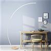 QJUZO HKLY Lampada da Terra ad Arco LED Salotto Piantana Lampada da Terra Dimmerabile con Telecomando, Lampada a Stelo Moderna Métal con Base in Legno per Soggiorno Camera da Letto Ufficio,18W,Bianca