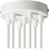creative cables Kit rosone per lampadario da soffitto (serracavo cilindrico, metallo color bianco lucido, Ø 120 mm, 7 fori) - Fissaggio a staffa per lampadari e sospensioni multiple