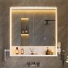 mojiasion Specchio Bagno Contenitore 70x78x18 cm - Luce LED 3 Lati, Touch con 3 Luci & Prese + USB, Porta Asciugacapelli e Asciugamani, Mobile Bagno con Specchio a Due Ante - Soft-Close