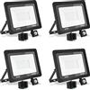 treoir Faretto con Sensore di Movimento 50W,5000LM Faretto LED da Esterno,6000K Faretti Led Esterno IP66 Impermeabile Faro LED per Cortile,Campo da Basket,Giardino(Bianco freddo-4pcs,50W)