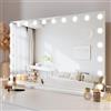 Dripex Specchio da Trucco con Luci, 90x60cm Hollywood da Toeletta con Lampadine a 20 Led Tre Colori di Luce e Funzione di Luminosità Regolabile con Controllo Tattile, Bianco