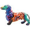 BZHIB Statua di cane bassotto colorata realizzata a mano, statuetta in resina per scrivania e scaffale, decorazione unica per casa e ufficio, regalo per gli amanti dei cani (A, taglia unica)