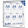 Master of Boards Mob Bacheca 4xA4 Resistente alle intemperie incl. 8 magneti Box Informazioni Bacheca Magnetica e scrivibile Bacheca per Poster con Cornice in Alluminio e Vetro Acrilico (6 x A4)