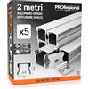 Eurocali 5x Profili da 2 metri (10mt) in Alluminio grigio per Strisce LED Schermatura Opaca ingombro max striscia led 12.5mm - 17.2 x 14.4