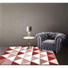 IlGruppone Tappeto Arredo Moderno Sala Cucina Camera Passatoia Antiscivolo in Ciniglia Made in Italy Disegni Piazzati Cotone Misure Grande - Triangoli Rosso - 115x175Cm