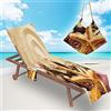 Surwin Telo Mare per Lettino, 3D Stella Marina MicrofibraFodera per Sedia da Spiaggia Copertura per Sedia di Sdraio con Tasche Laterali, Asciugamano per Sport Piscina (75x210cm,Cachi)