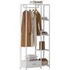 sogesfurniture - Appendiabiti in legno e metallo con 4 ripiani portaoggetti, cassetto portaoggetti inferiore, salvaspazio per camera da letto, ingresso, ufficio, bianco