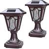 LIAJQPO Lampione Solare per Esterni H: 10,2 (25 cm) Lampada a LED in Alluminio pressofuso, Luce Solare a Colonna con Base per Montaggio su molo, Luce Solare a Colonna in Finitura Bronzo con Vetro