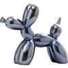 YOYUMI Ornamento Scultura Cane Palloncino elettroplaccato, statua in ceramica lucida speculare per soggiorno, camera da letto e ufficio, blu grigio 10,5 * 10,5 * 4 cm