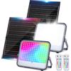 Aigostar Faretto LED Esterno RGBW Solare 200W Faretti Colorati, Colori RGB 15+6500K, 3 modalità, Dimmerabile, Telecomando, IP66 impermeabile, Da utilizzare per giardino, feste, patio. 2 pcs