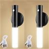 TZSMUM LED Batteria Applique da Parete con Sensore di Movimento Interno Dimmerabile Lampada da Parete Porta Ricarica USB Moderna Induzione Ricaricabile Luci da Parete Orientabile Magnetica (Nero,2 Pezzi)