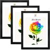 MG Design Set da 3 cornici portafoto 25 x 35 cm - Cornici in legno Nero con vetri acrilici infrangibili, verticale e orizzontale, da appendere e da appoggiare