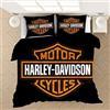 NICHIYO Harley Davidson Motorcycle, set copripiumino e federa, in microfibra, con stampa digitale 3D, set da 3 pezzi (1, letto matrimoniale 200 x 200 cm)