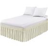 Generic Mantovane giroletto avvolgenti per letti con caduta, regolabili, elastiche, con volant antipolvere Queen King Full Twin, lavabili in lavatrice (Beige-1, King)