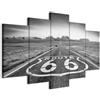 Cuadros B&D XXL - Quadro 200x100 cm 5 Pezzi - Stampa su Tela Strutturata XXL Grande - Quadri Moderni Componibili Camera da Letto Matrimoniale - Stampe da Parete Arte - Route 66 paesaggio c-B-0020-b-p