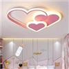 Lfoute Plafoniera LED Forma Di Cuore Lampadario Per Bambini Lampada Da Soffitto Per Camera Da Letto Ragazza Ragazzo Moderno Dimmerabile Con Telecomando Acrilico Illuminazione Interna Rosa,52cm
