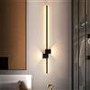 LVSEWOA Applique da parete lineare a LED moderna, striscia lunga nera in alluminio + ferro, 3 colori, applique da parete per camera da letto, comodino, corridoio, cucina, soggiorno, apparecchi di illuminazi