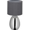 Relaxdays Lampada da Tavolo, Luce Indiretta con Funzione Touch, Abat Jour con Paralume, HxD 34,5x18 cm, Argentato Grigio